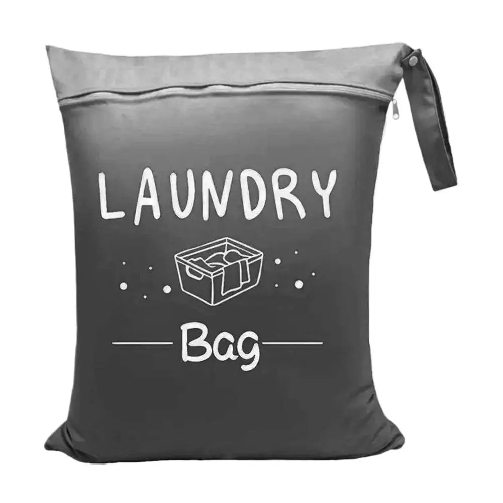 Waterproof travel laundry bag, wet and dry clothing organizer with zipper and shoulder strap, portable storage bag