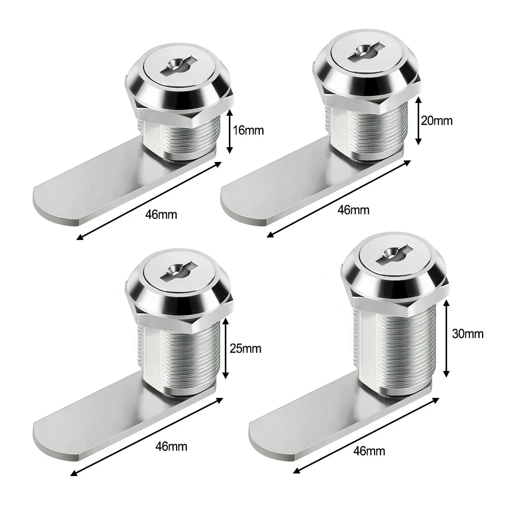 Cam Lock for Lockers and Drawers with 2 Keys – Universal Lock for Furniture, Mailboxes and Doors (16/20/25/30 mm)