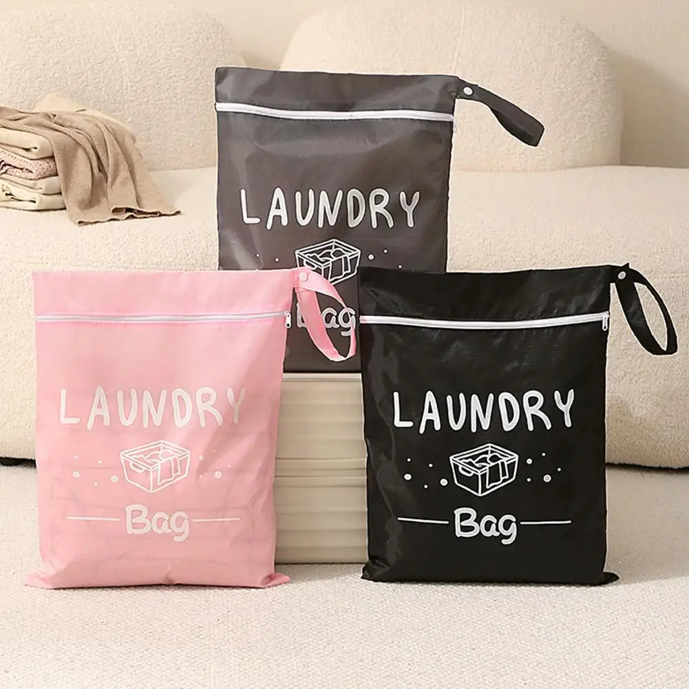Waterproof travel laundry bag, wet and dry clothing organizer with zipper and shoulder strap, portable storage bag