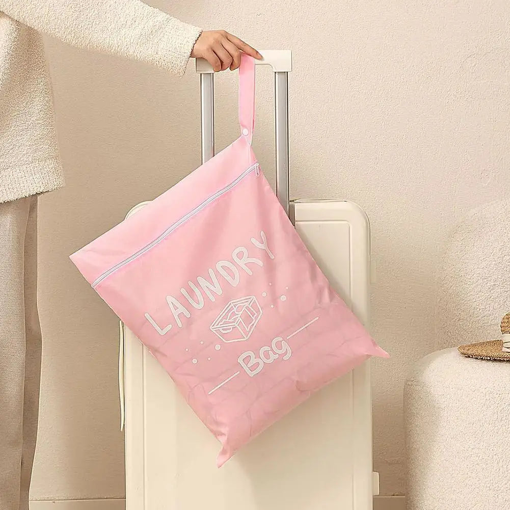 Waterproof travel laundry bag, wet and dry clothing organizer with zipper and shoulder strap, portable storage bag