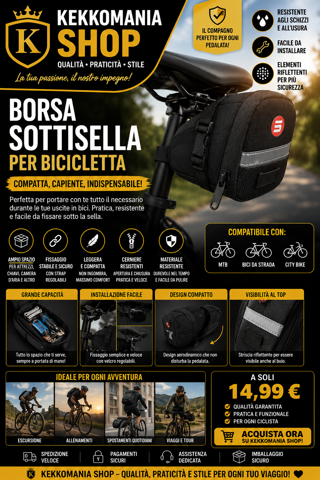 KEKKOMANIA SHOP – Bike Saddle Bag for MTB and Road Bikes