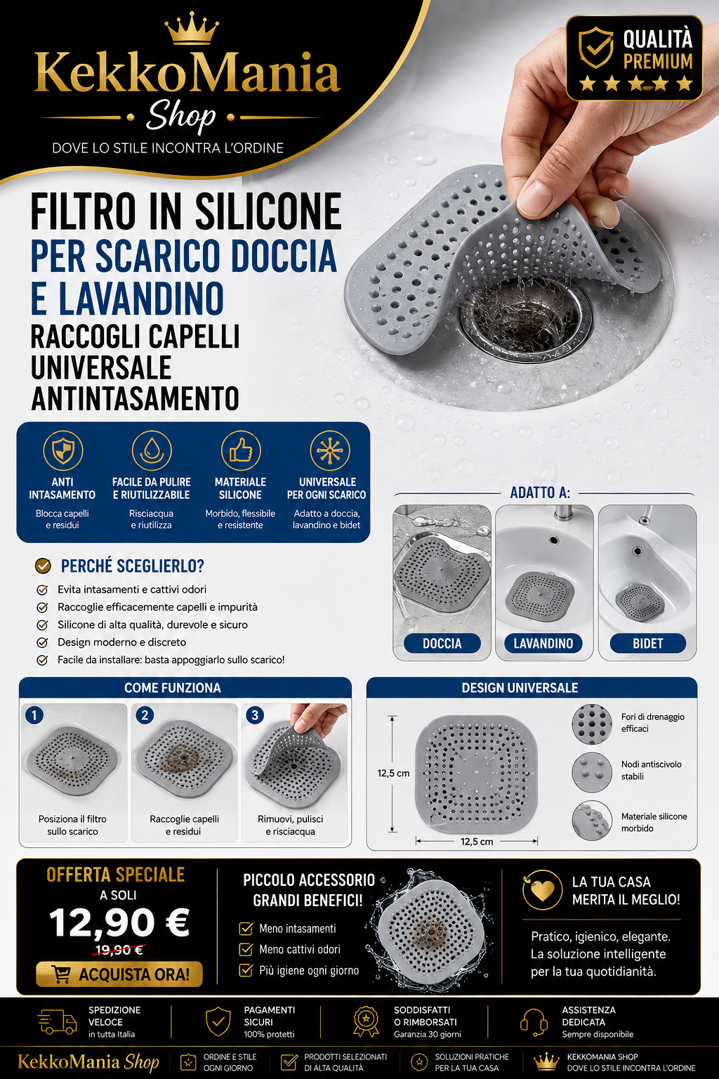 Silicone Drain Hair Catcher Shower and Sink – Universal Anti-Clog