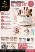 Organizer Trucchi Rotante a 360° – Porta Cosmetici e Pennelli -
