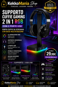Supporto Cuffie Gaming 2 in 1 RGB con 2 USB | Porta Cuffie da Scrivania | KekkoMania Shop