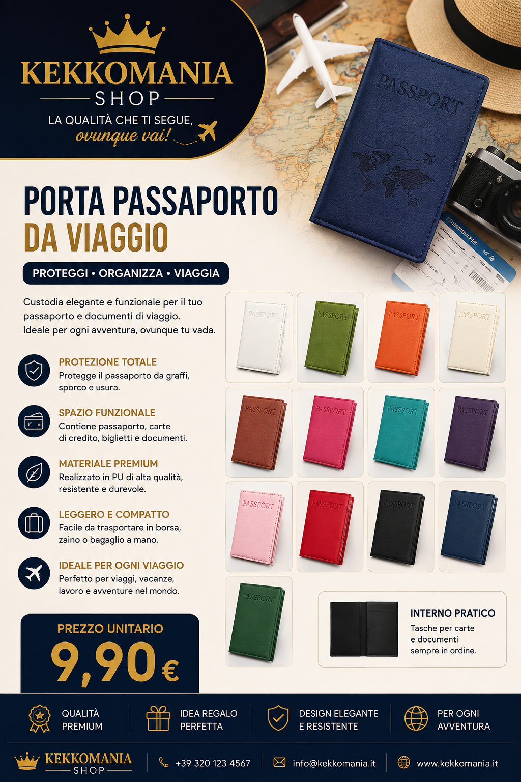 PU Leather Travel Passport Holder - Document and Card Holder