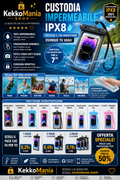 Custodia Impermeabile Universale IPX8 per Smartphone – Touchscreen Sensibile, Custodia Subacquea per Mare, Piscina e Sport Acquatici