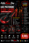 KekkoMania Shop – Luce Posteriore per Bici a 5 LED con Laser, Fanale di Sicurezza Impermeabile