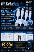 KUULAA MFi Lightning Cable for iPhone – 30W PD Fast Charging USB-C and USB-A