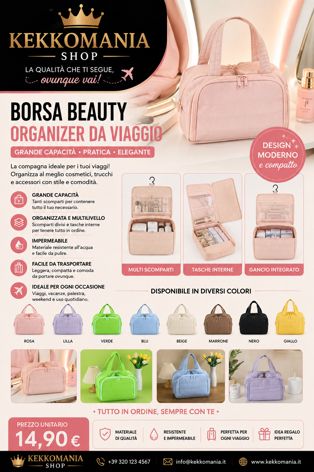 Travel Beauty Organizer Bag – Large Capacity