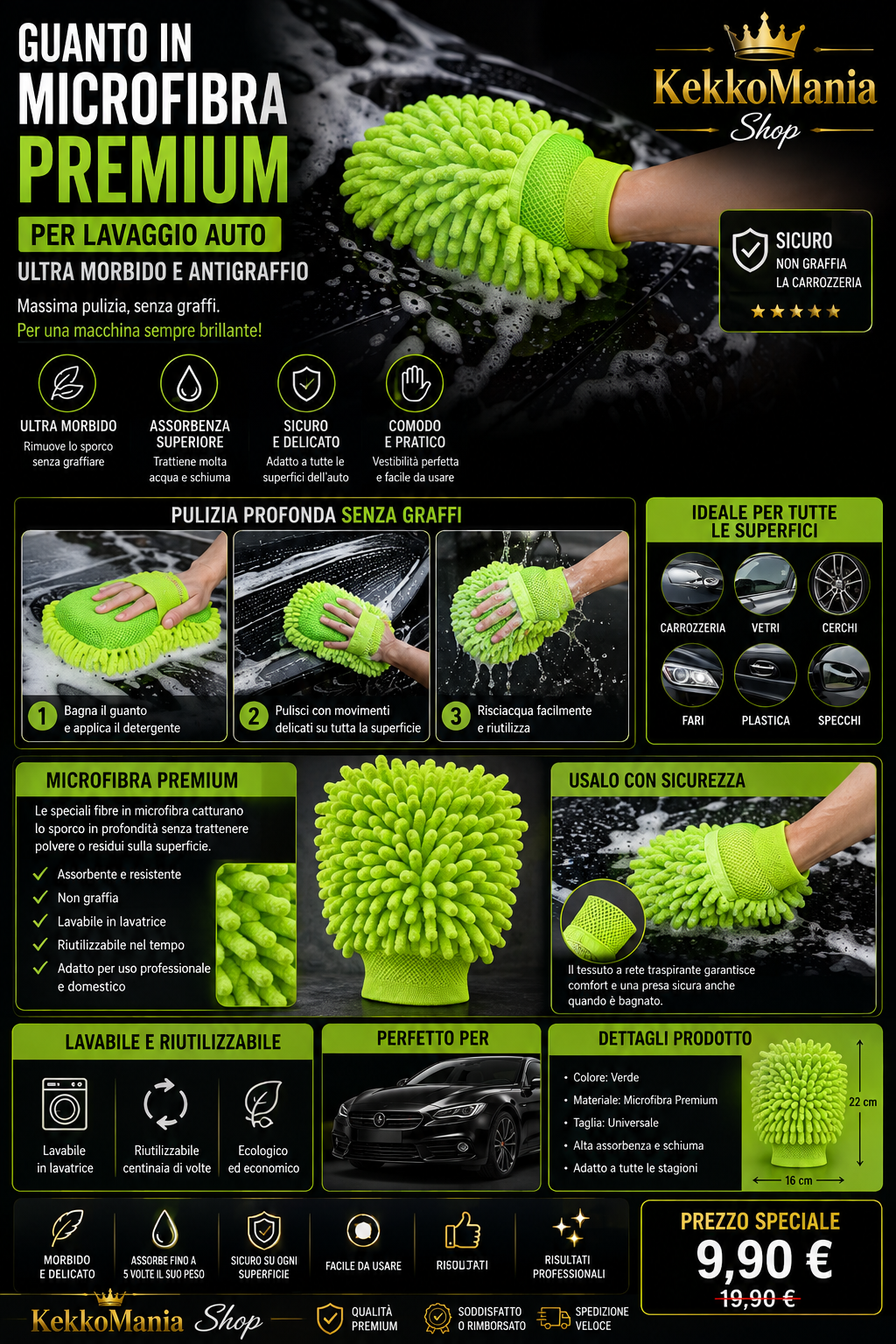 Premium Microfiber Car Wash Mitt – Ultra Soft and Scratch-Free