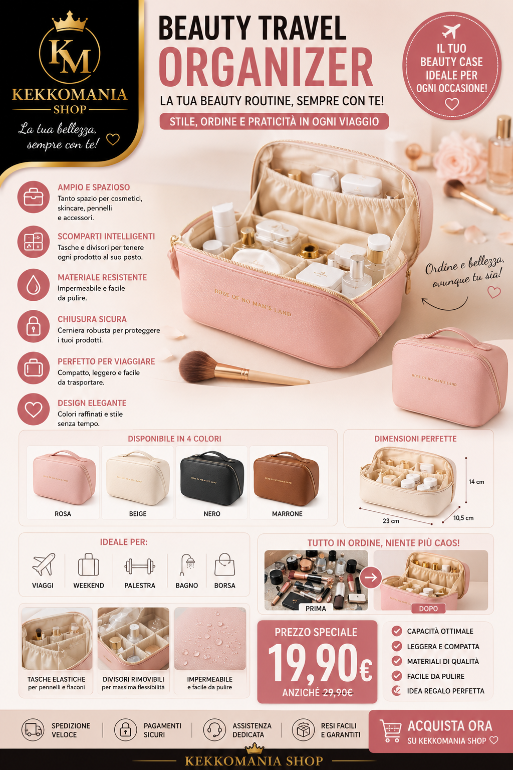 Beauty Travel Organizer – Custodia Porta Cosmetici da Viaggio