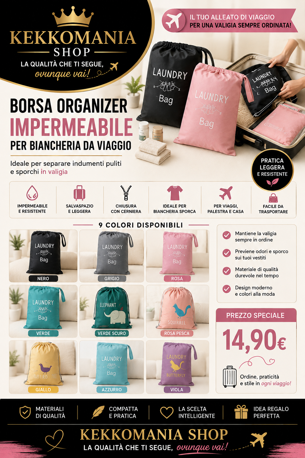 KEKKOMANIA SHOP – Travel Laundry Organizer Bag