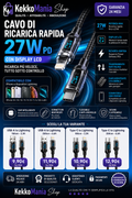KekkoMania Shop – USB-A/USB-C to Lightning 27W Cable with LCD Display for Fast Charging