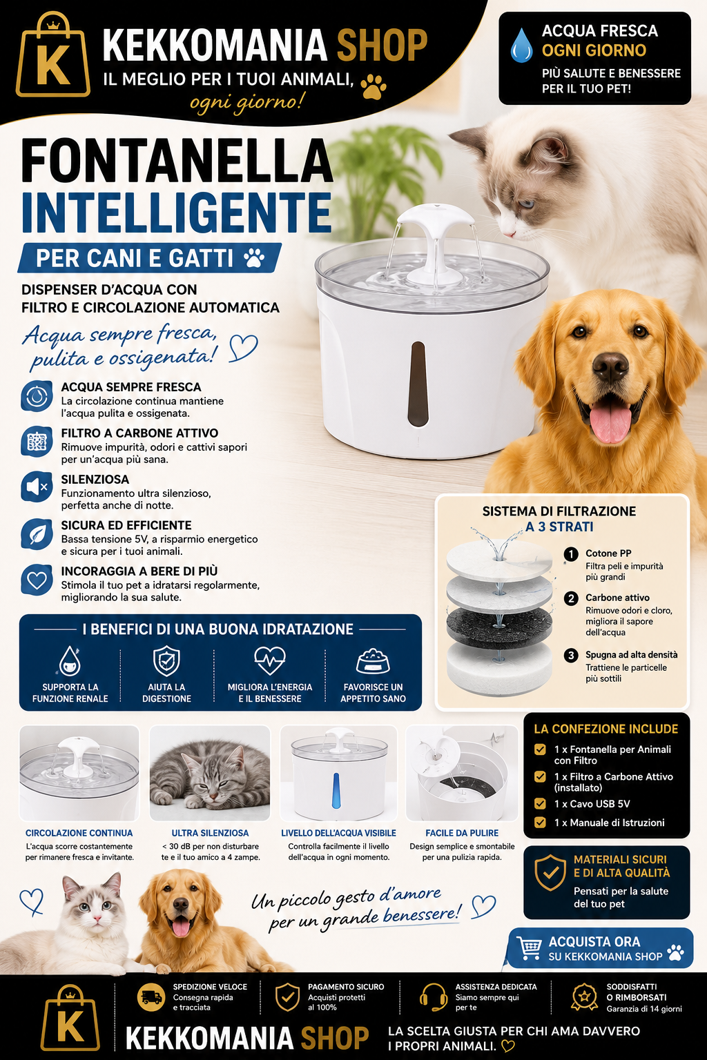 🐾 Automatic Pet Water Fountain with Filter – Always Fresh Water