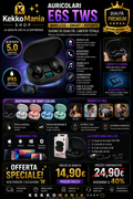 E6S TWS Auricolari Bluetooth 5.0 Wireless con Display LED e Microfono