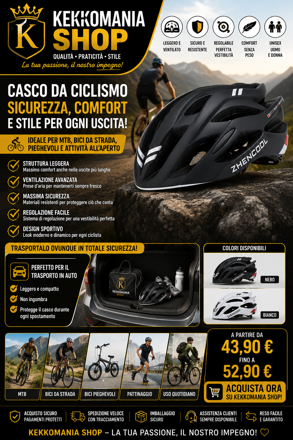 KEKKOMANIA SHOP – Lightweight and Ventilated MTB Cycling Helmet, Safety and Comfort