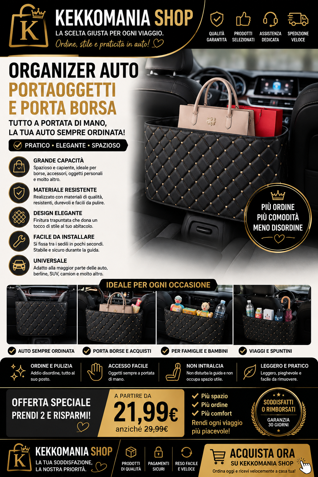 KEKKOMANIA SHOP – Car Back Seat Organizer and Handbag Holder
