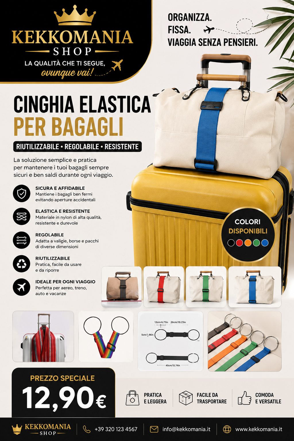 Luggage Elastic Strap – Reusable and Adjustable Strap | Kekkomania Shop