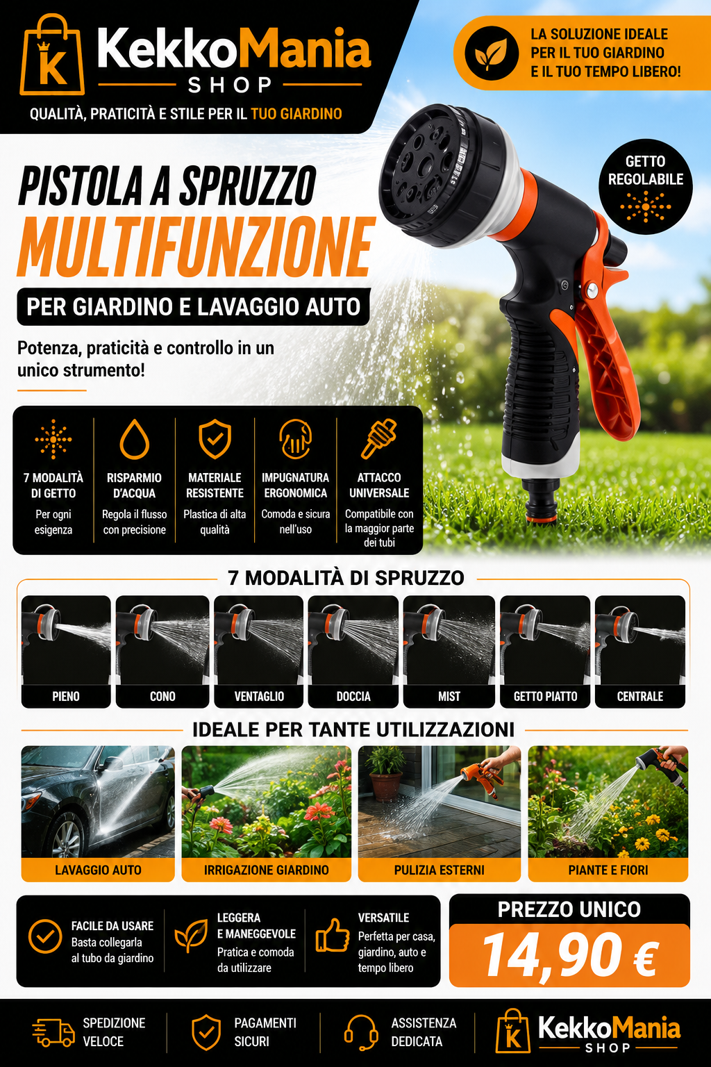Multifunction Spray Gun for Garden and Car Wash | KekkoMania Shop