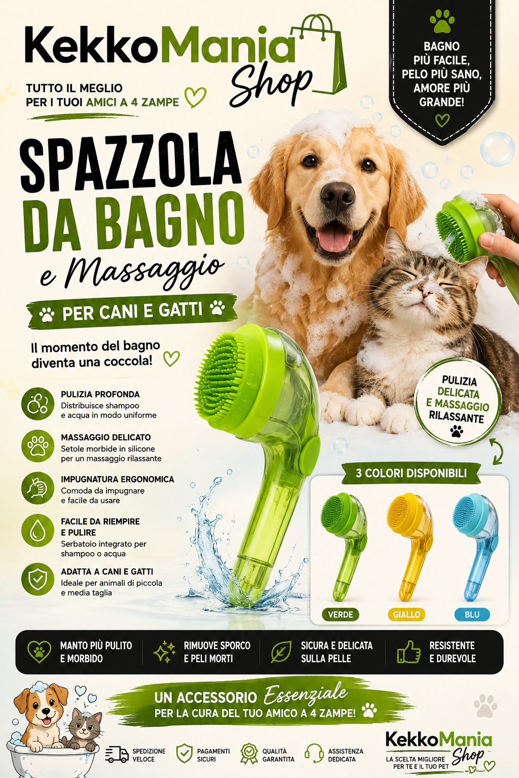 KekkoMania Shop – Bath and Massage Brush for Dogs and Cats