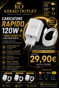 Caricabatterie Rapido USB-C 120W 6A con Cavo – Turbo Charge per Xiaomi, Redmi e Smartphone