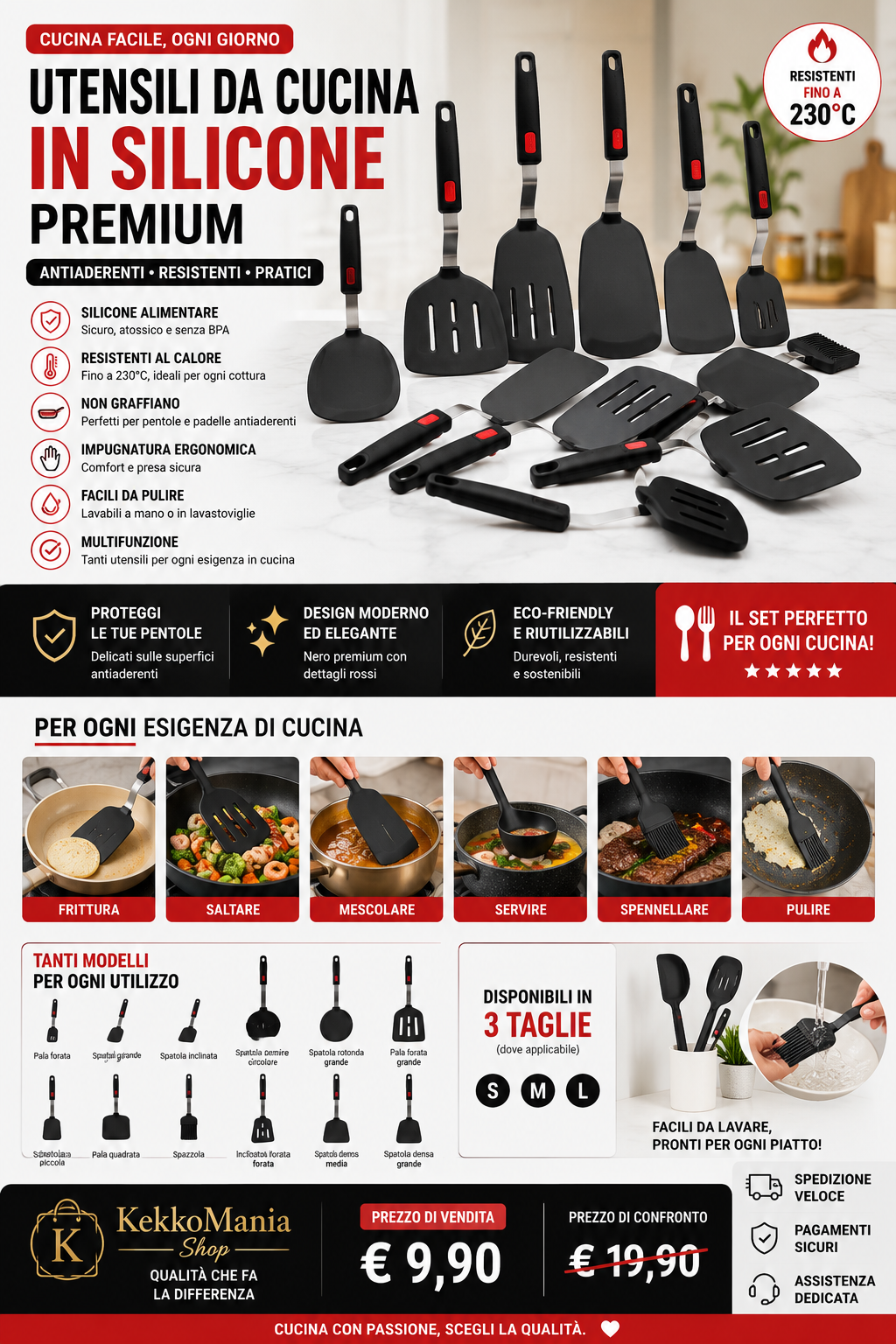 Premium Scratch-Proof Silicone Kitchen Utensil Set – Heat-Resistant Spatulas and Turners for Nonstick Cookware