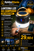 KekkoMania Shop – Lanterna LED da Campeggio con Power Bank e Telecomando