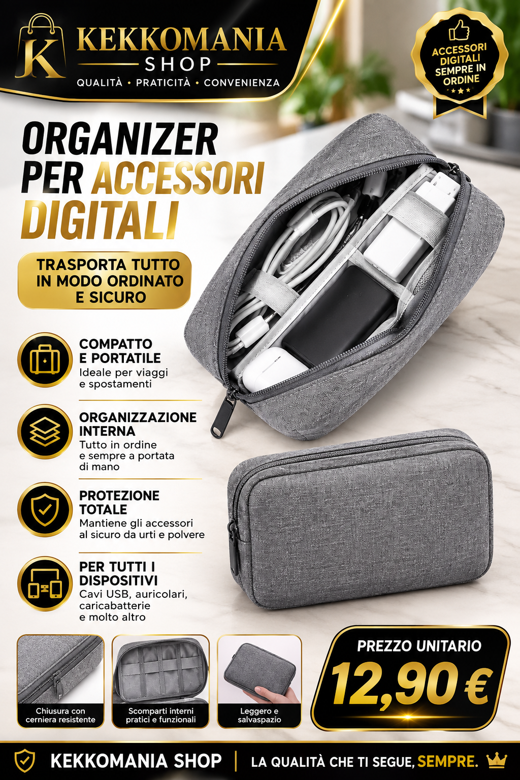 Kekkomania Shop – Travel Pouch for USB Cables and Digital Accessories