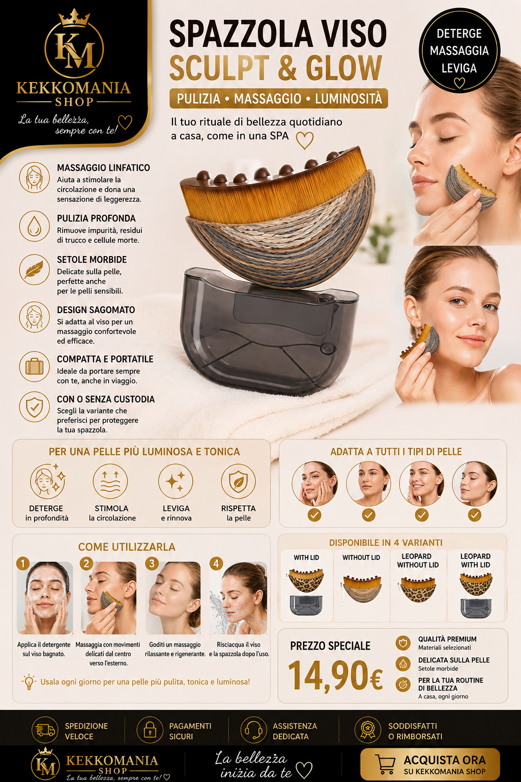 Kekkomania Shop – Spazzola Viso Sculpt & Glow con Setole Morbide
