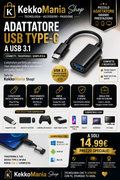 KekkoMania Shop – Adattatore USB Type-C a USB 3.1 OTG per Smartphone, Tablet e PC