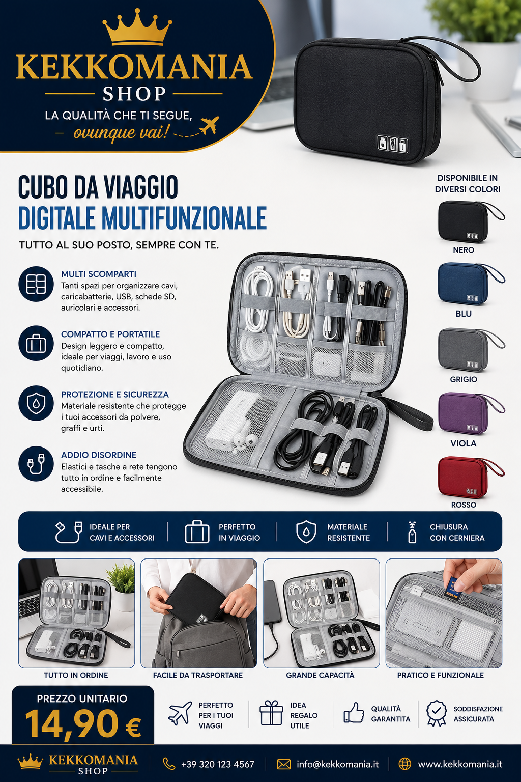 Digital Travel Organizer Cube - Multifunctional Cable and Accessory Case