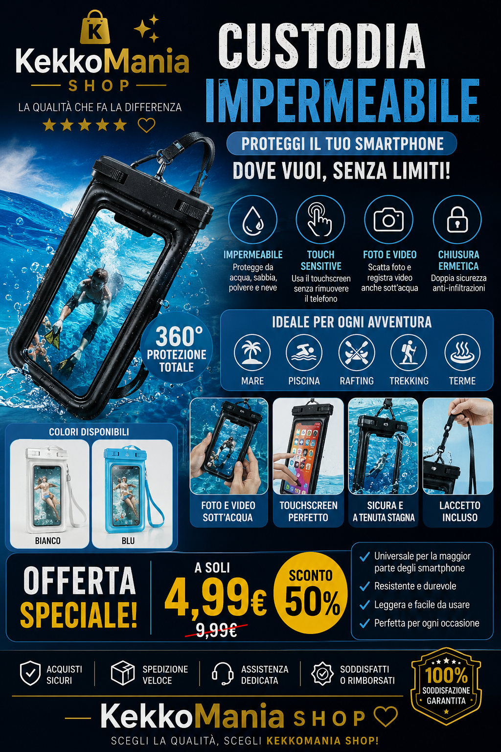 Universal Waterproof Smartphone Case – Waterproof Touch Cover with Lanyard