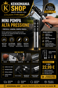 KEKKOMANIA SHOP – Mini Pompa Portatile Alta Pressione per Bicicletta MTB e Bici da Strada