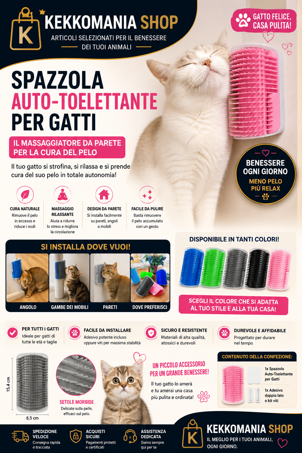 Self-Cleaning Cat Brush – Massage and Hair Removal