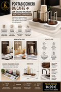 Coffee Cup Holder with Organizer Tray – Disposable Cup Dispenser in Wood and Metal